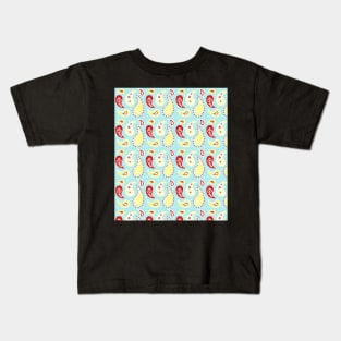 Aqua red yellow paisley Kids T-Shirt